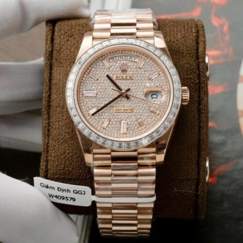 Rolex Day-Date Gold Wrapped + Moissanite Baguette Diamonds GMF 40mm